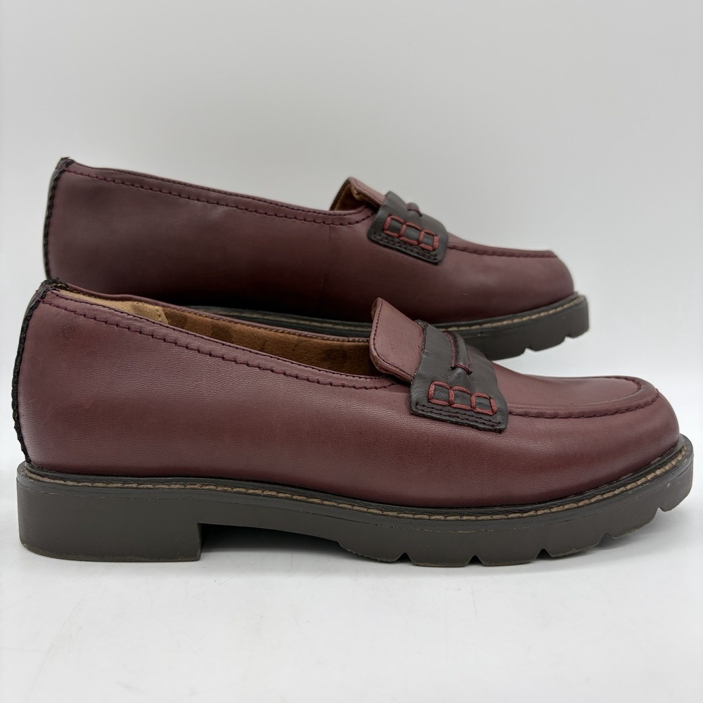 Cobb Hill by Rockport Womens 6.5 Janney Penny Loafers Burgundy Leather Lug Sole - Picture 2 of 11